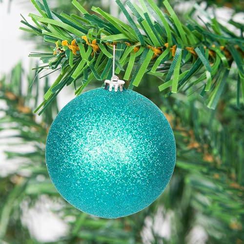 10 cm Turquoise Shatterproof Christmas Baubles Set, Shiny, Matte and Glitter, 3 to 6 Pack image 4