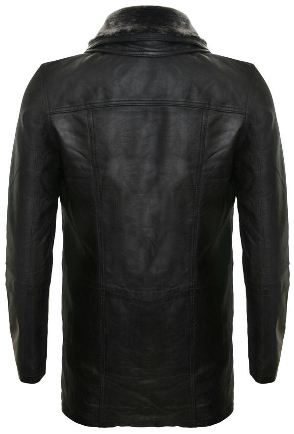 Infinity Leather Mens Removable Collar Mid Length Warm Jacket