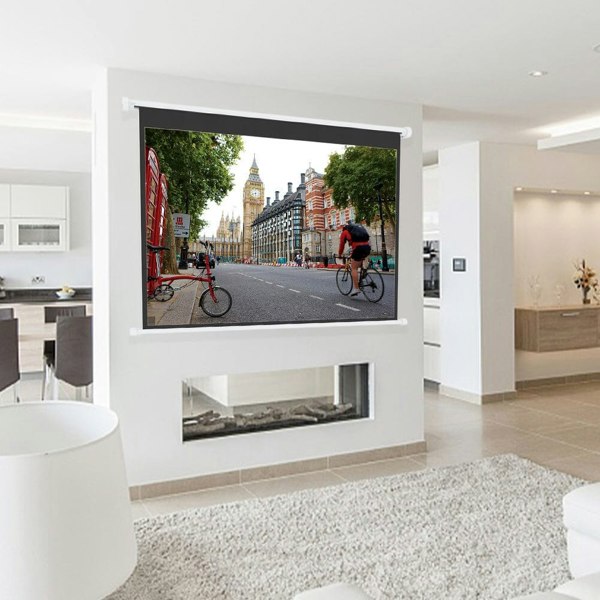 4:3 Wall Mount Electric Projector Screen for Home Theater Movie and Office Projector Screens Living and Home 227cm L x 152cm W