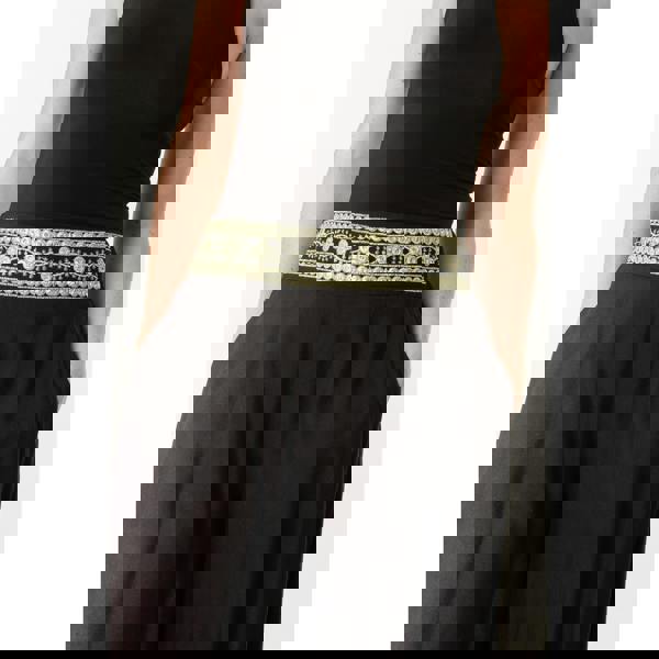 Blue Vanilla Wide Leg Embellished Linen Trousers