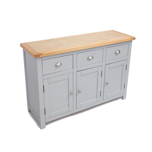 Cabinet Bits Argenta Light Grey 3 Drawer 3 Door Sideboard Chrome Cup Handle