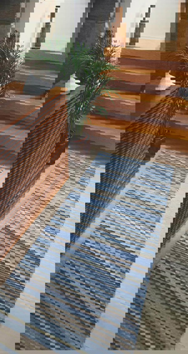 Fine Stripes Blue Wool Rug |Sustainable Home Decor |The Rugs