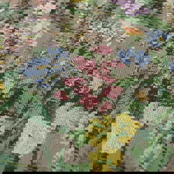 Rectangular Upholstered Footrest with Artistic Multi-Toned Pattern