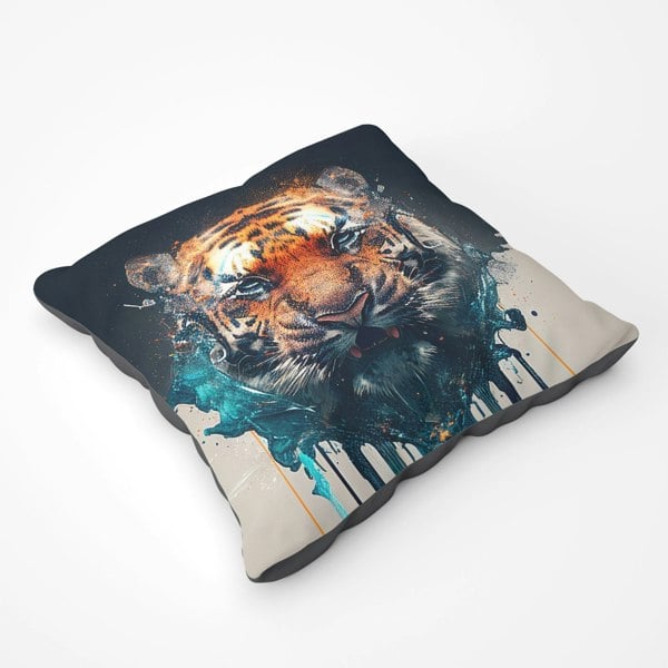 Warren Reed Tiger Face Splashart Floor Cushion