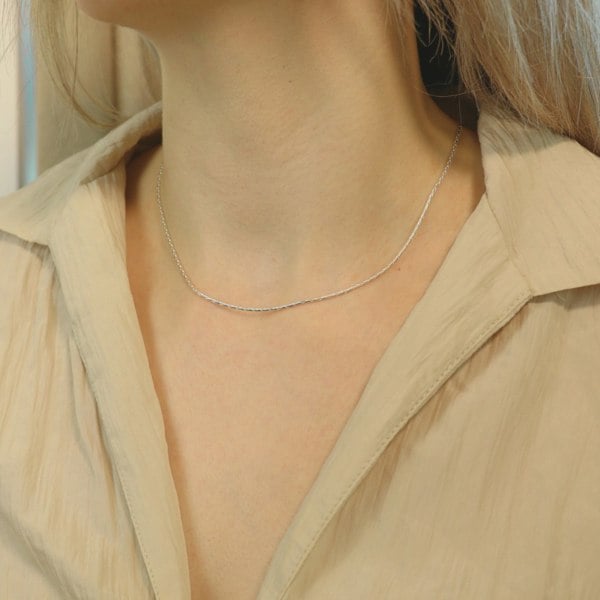 The Colourful Aura 925 Sterling Silver Plain Braided Thin Minimalist Unisex Chain Choker Necklace