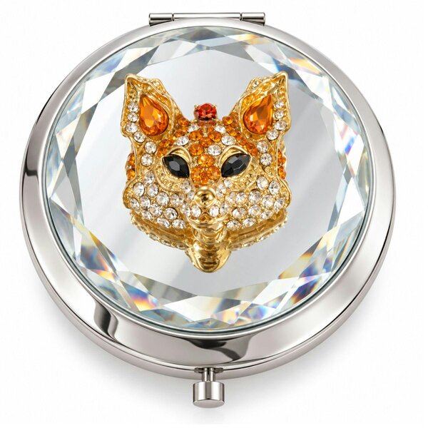 Love EMVY Sparkly Fox Compact Mirror - Silver