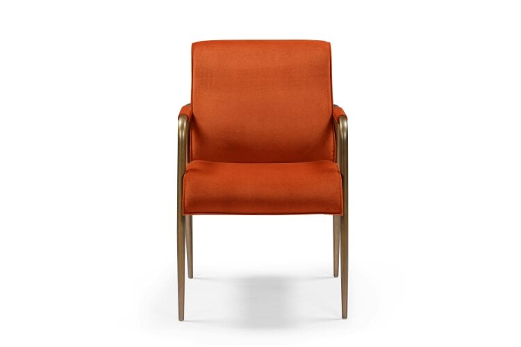 Wyld Haus Luxemburg Upholstered Burnt Orange Velvet and Brass Armchair