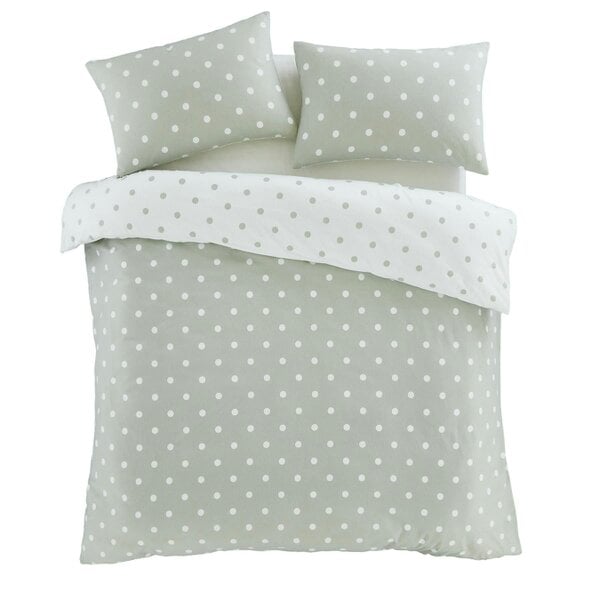 HomeSpace Direct Brushed Polka Dot Green Duvet Cover Set