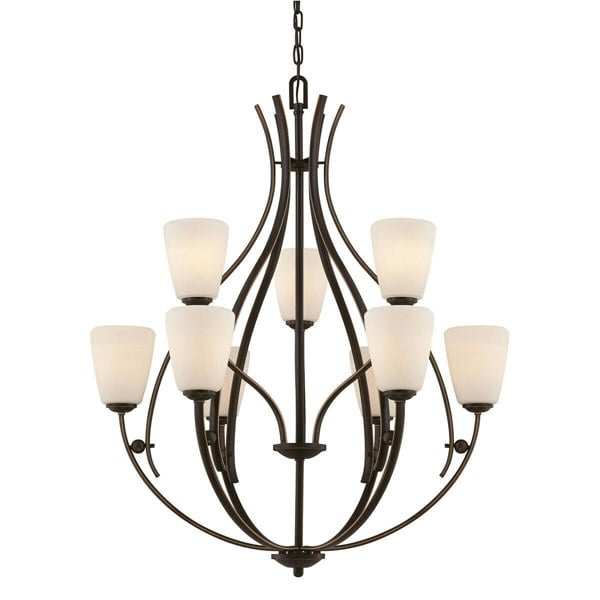 9 Bulb Chandelier Hanging Pendant LIght Palladian Bronze LED E27 60W Bulb Loops