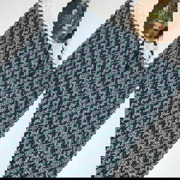 HOMESCAPES Tula Handwoven Teal & Navy Textured Rug