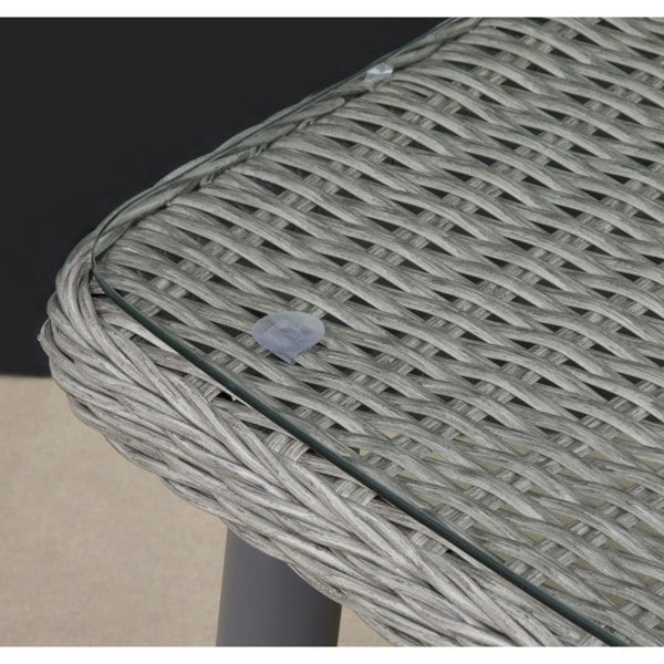 100cm Outdoor Coffee Table - Rattan Wicker & Glass Top - Garden Bistro Dining - LoopsDirect