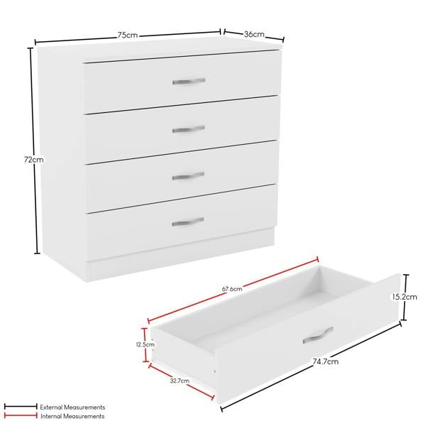 Vida Designs Riano 4 Drawer Chest, Black