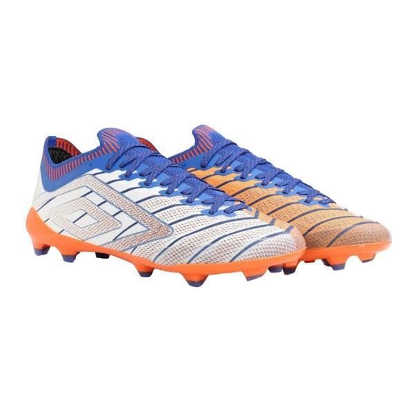 Umbro Mens Velocita Elixir Pro Firm Ground Football Boots - White/Deep Surf/Vermillion - 