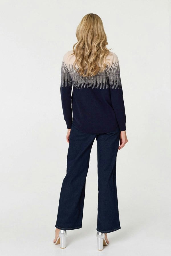 Navy | Sparkly Embellished Long Sleeve Jumper