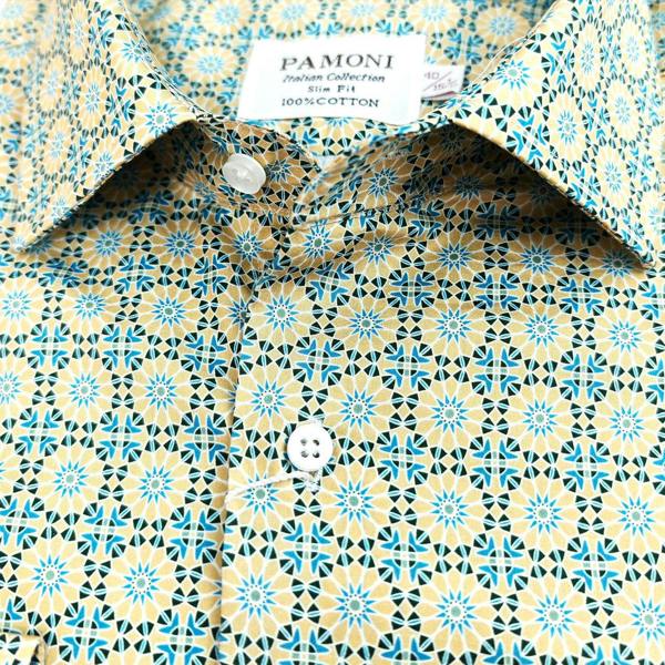 Men’s Geometric Pattern Slim Fit Cotton Shirt