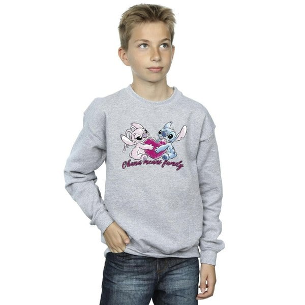 Disney Boys Lilo And Stitch Ohana Heart With Angel Sweatshirt - Sports Grey