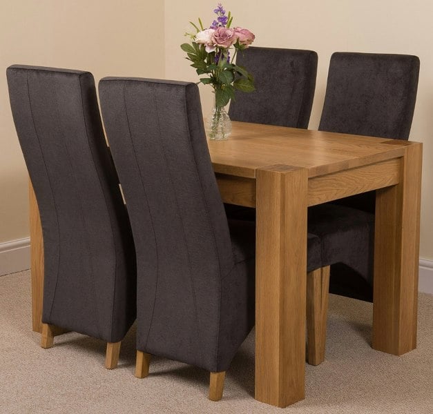 That's Furniture Kuba Small Oak Dining Table with Lola Fabric Chairs