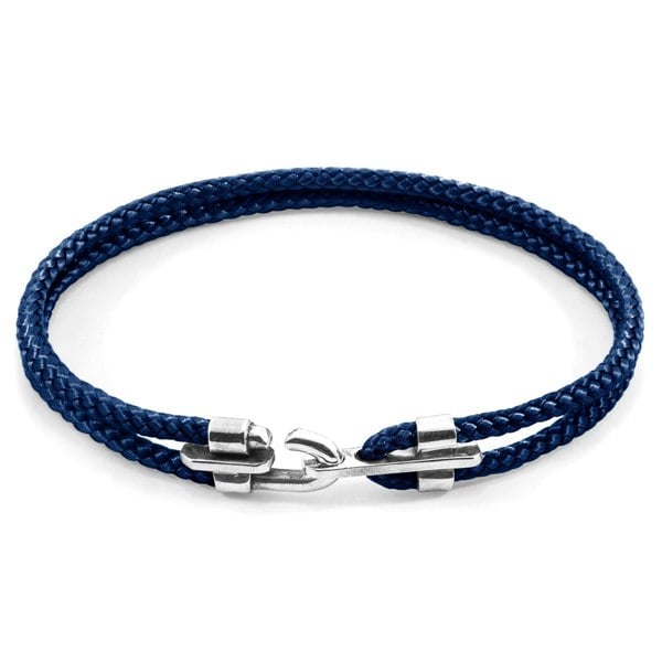 Anchor & Crew Navy Blue Canterbury Silver and Rope Bracelet