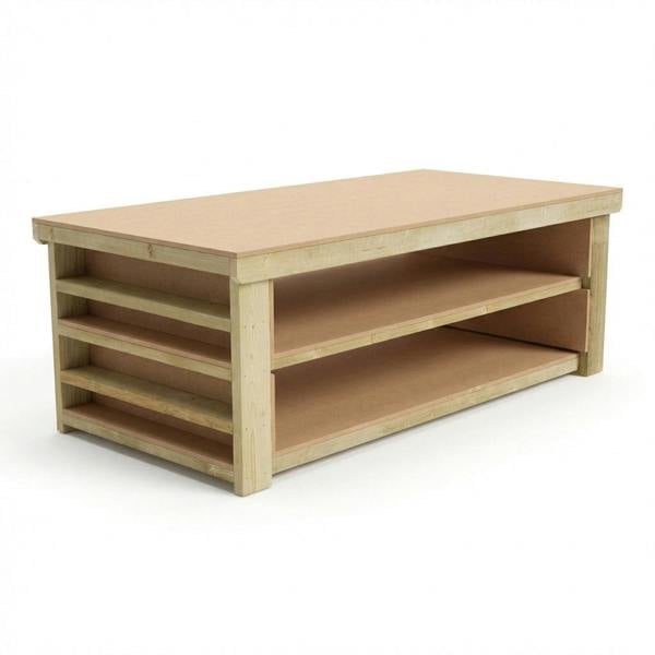 Arbor Garden Solutions Wooden Workbench MDF Top with Extra shelving Depth-3ft With Double Shelf
