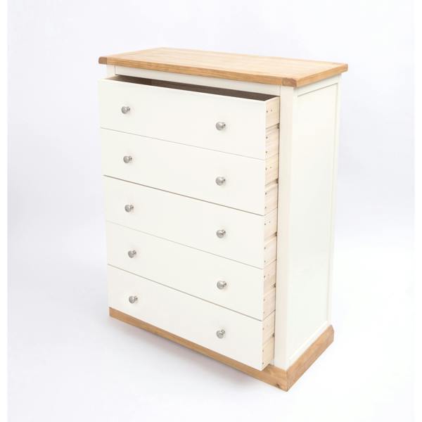 Cabinet Bits Trevi 5 Drawer Chest of Drawers Chrome Knob