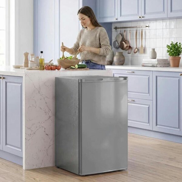 85L Mini Freezer Countertop, Compact Freestanding Upright Freezer with Reversible Door, Removable Glass Shelves, Grey