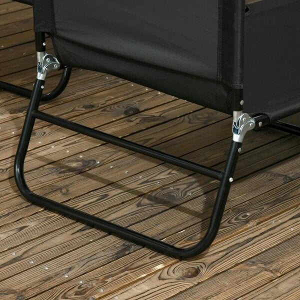 Bobobiy Set of Two Metal Frame Folding Sun Loungers - Black