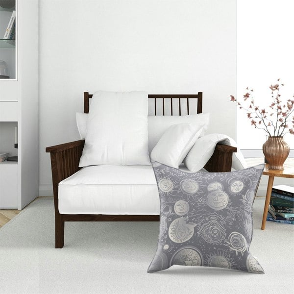 Warren Reed Sun And Moon In Grey Floor Cushion