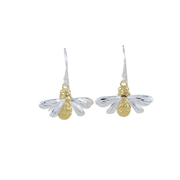 Queen Bee Sterling Silver and 18ct Gold plated Earrings - Reeves & Reeves