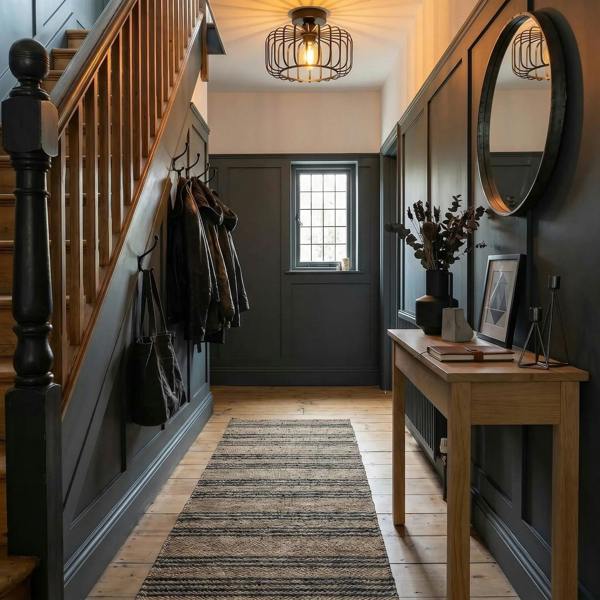 Industrial Cage Designed Matte Black Metal Semi Flush Ceiling Light Image 6