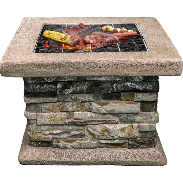 Centurion Supports Fireology VIETRI Majestic Garden and Patio Heater Fire Pit and Barbecue with Eco-Stone Finish