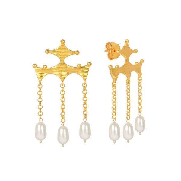 Lila Rasa Pearl Bead Drop Earrings