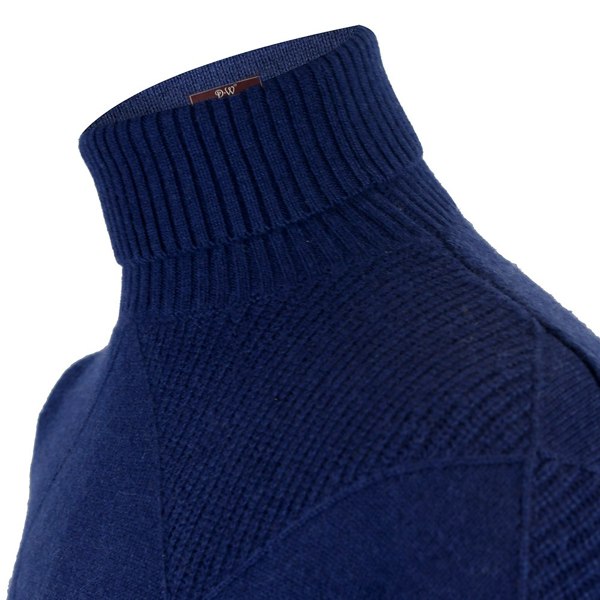 David WeJ Will Roll Neck Jumper- Navy