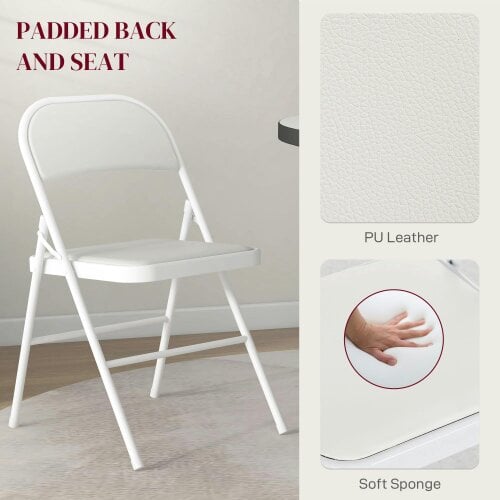 Wyld Haus Lofano Metal And Fabric White Cushioned Folding Chairs Set Of 2