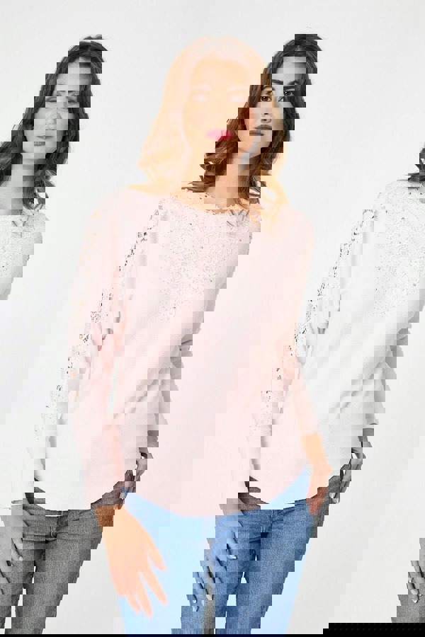 Pink | Sparkly Lace Embellished Relaxed Jumper
