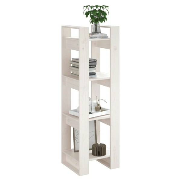 Berkfield Book Cabinet/Room Divider White 41x35x125 cm Solid Wood Pine