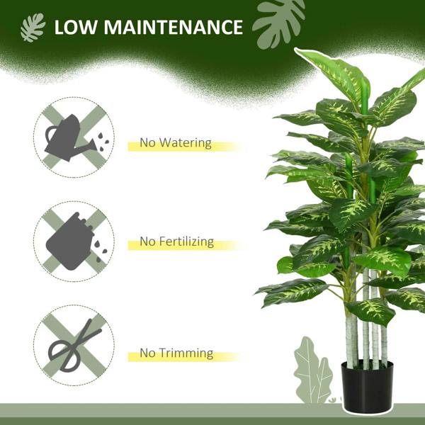 Low-maintenance artificial evergreen tree with glossy green leaves in black pot