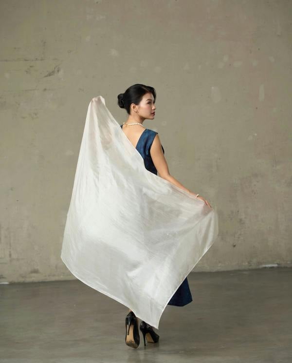 Oyster Silk Scarf – Hand-Dyed Mulberry Silk, Wedding & Bridal Wrap