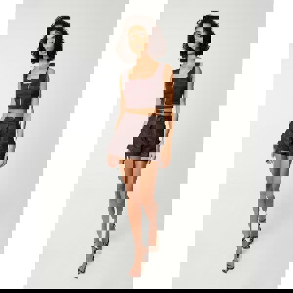 Pink Vanilla Bra Cup Suede Top