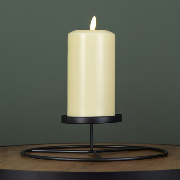 Samuel Alexander 25cm Black Round Metal Pillar Candle Ring Holder