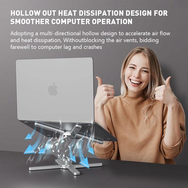 HAAY TOOLS Premium Aluminium Laptop Stand, Adjustable 360° Rotating Laptop Riser for Desk 10–18" MacBook, Dell, HP