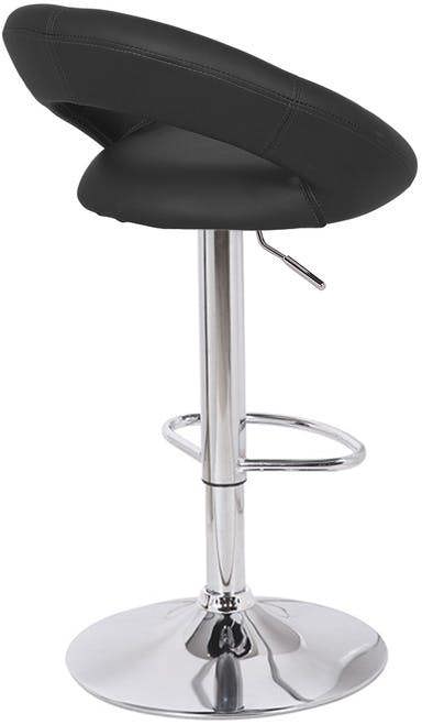 Lamboro Sorrento Real Leather Kitchen and Breakfast Bar Stool, Height Adjustable Swivel Gas Lift, Black