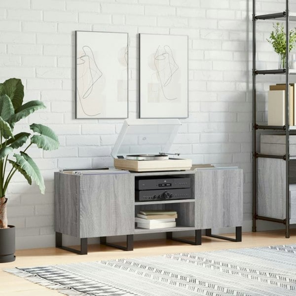 Berkfield Record Cabinet Grey Sonoma 121x38x48 cm Engineered Wood