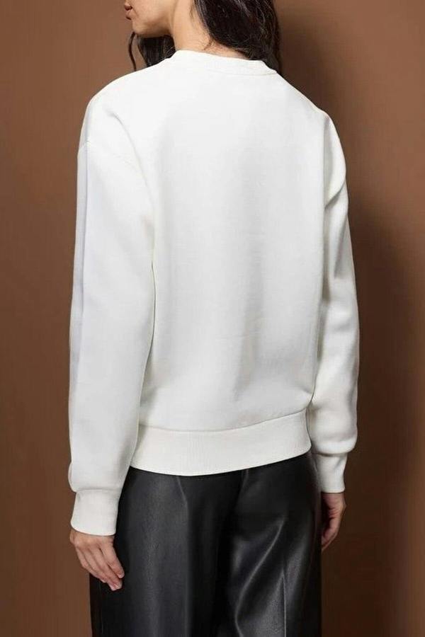 WOVCOR Fleece-Lined Regular Embroidered Knit Thick Sweatshirt