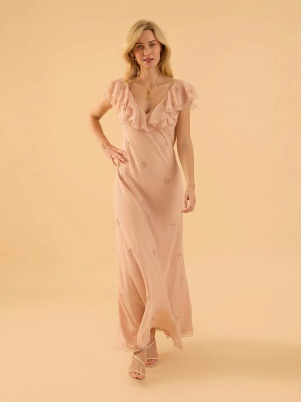 Rose & Nancy Lily Pink Heart Embellished Maxi Dress