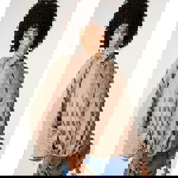 Blue Vanilla Drape Puffball Zipper Jacket