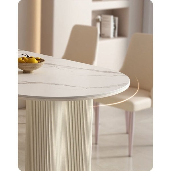 Peru Oval Dining Table, White with dining table with wood