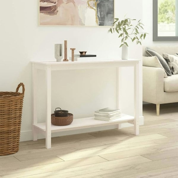 Berkfield Console Table White 110x40x80 cm Solid Wood Pine