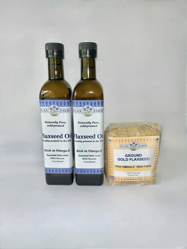 OMS Flaxseed starter pack - Flaxseed Oil and Gound Golden Flaxseed