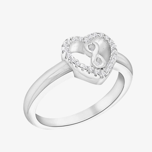 T. H. Baker Silver Cubic Zirconia Infinity Heart Ring 8.84.9679
