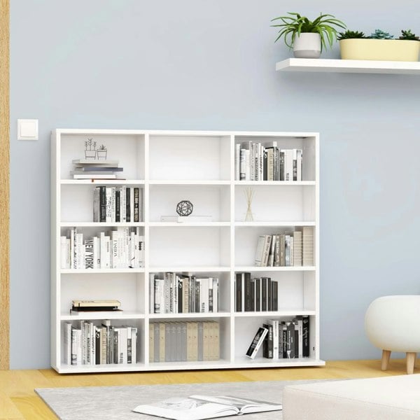 Berkfield CD Cabinet White 102x23x89.5 cm Engineered Wood